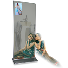 Refee LCD Screen Advertising Kiosk , Floor Standing Network Mirror with Motion Sensor